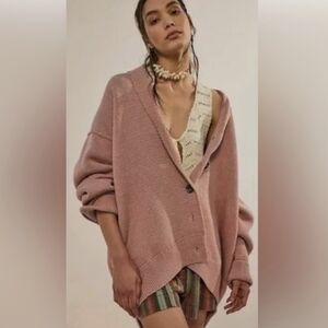 Free People Pink Oversized Cardigan Sweater